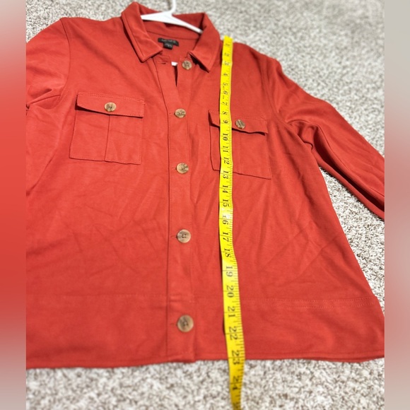 J Jill Wearever Collection Button Shacket Burnt Orange Collared Women’s Medium - Picture 8 of 10